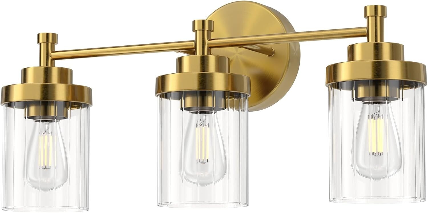 VONLUCE Bathroom Light Fixtures, 3-Light Vanity Lights, 3-Light, Gold