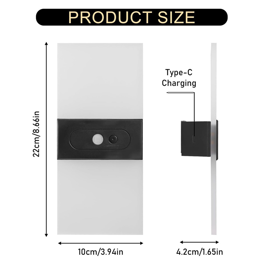 2/4PKS Modern LED Wall Light Motion Sensor Indoor Fixture Up Down Sconce Lamp US