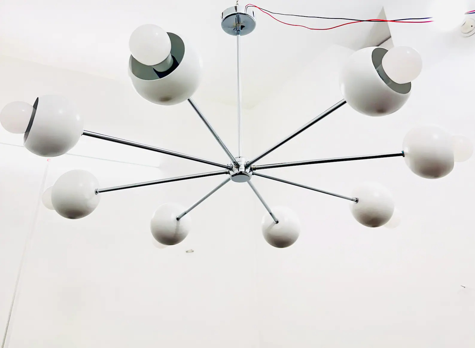 Handmade Modern Italian Pinwheel Eyeball Brass Sputnik Chandelier Ceiling Light