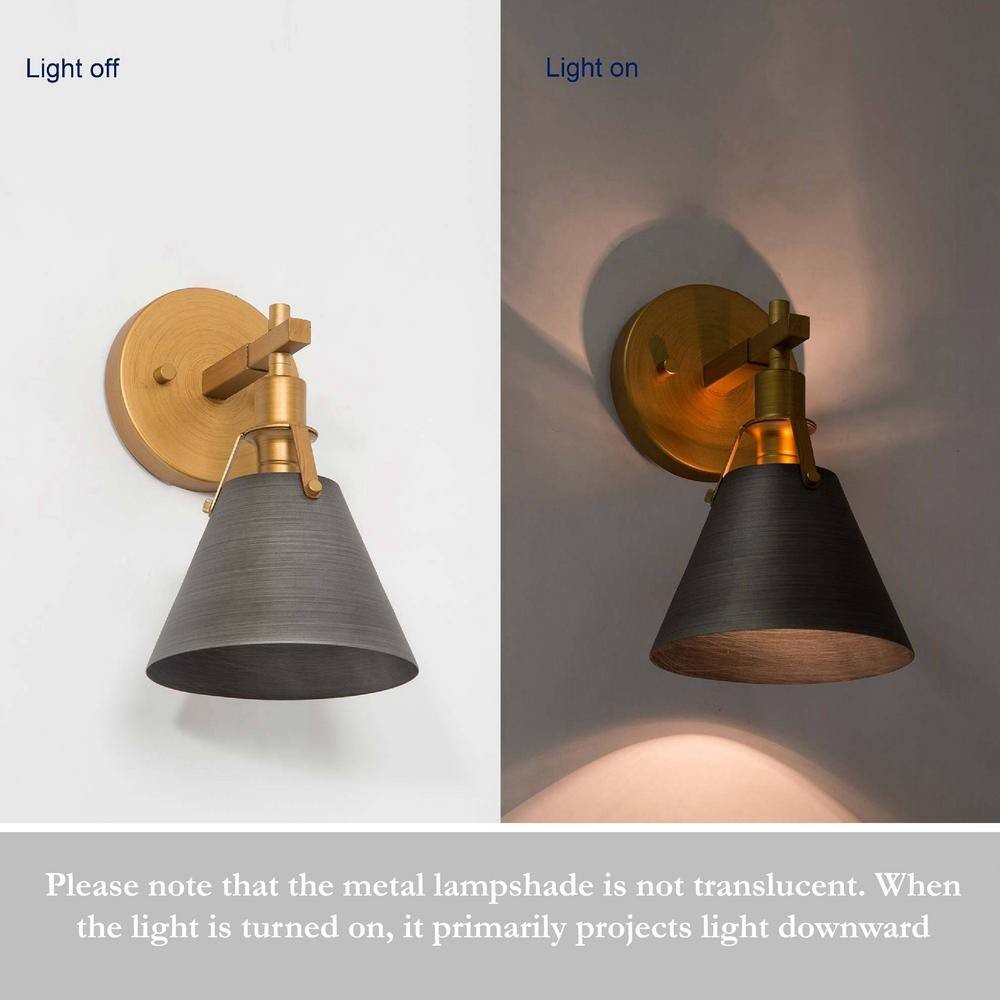 ​LNC 6″ Brushed Vintage Gold Bell Vanity Light Gray Metal Wall Sconce​