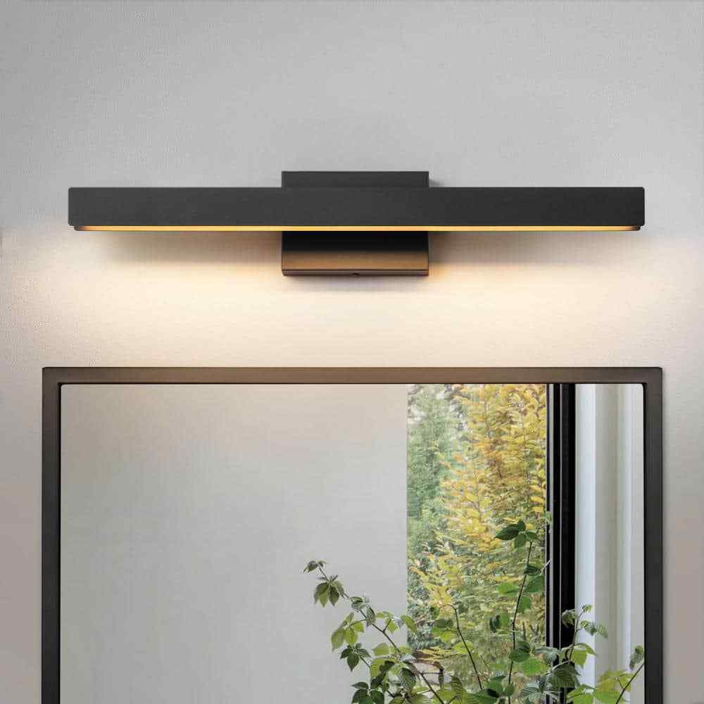 RENNNSAN Camila 23.6 in. 1-Light Modern Black Linear Dimmable LED Vanity Light