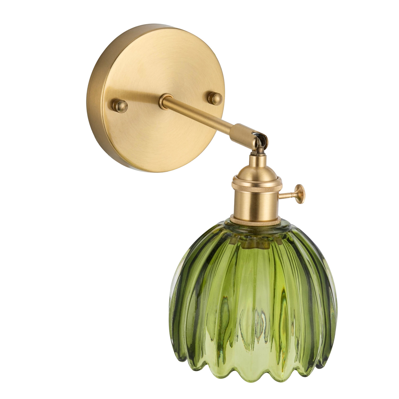 Nordic Green Metal Bedroom Wall Lamp Flower Glass Shape Wall Sconce Light USA