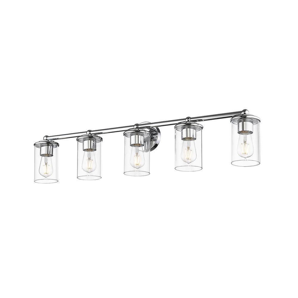 Unbranded Thayer 39 in. 5-Light Chrome Vanity Light w/ Clear Glass Shade