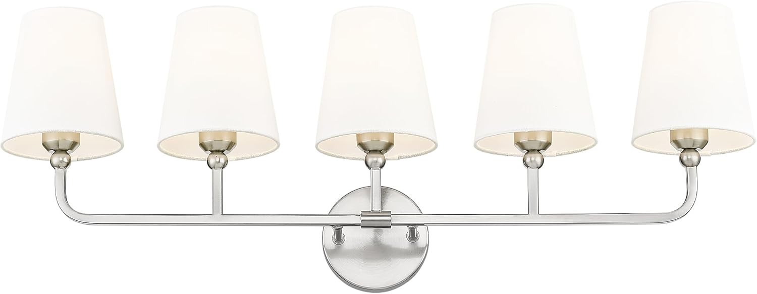 METWET 5 Light Vanity Bathroom Fixture Brushed Nickel 35in Wall Sconce Shade