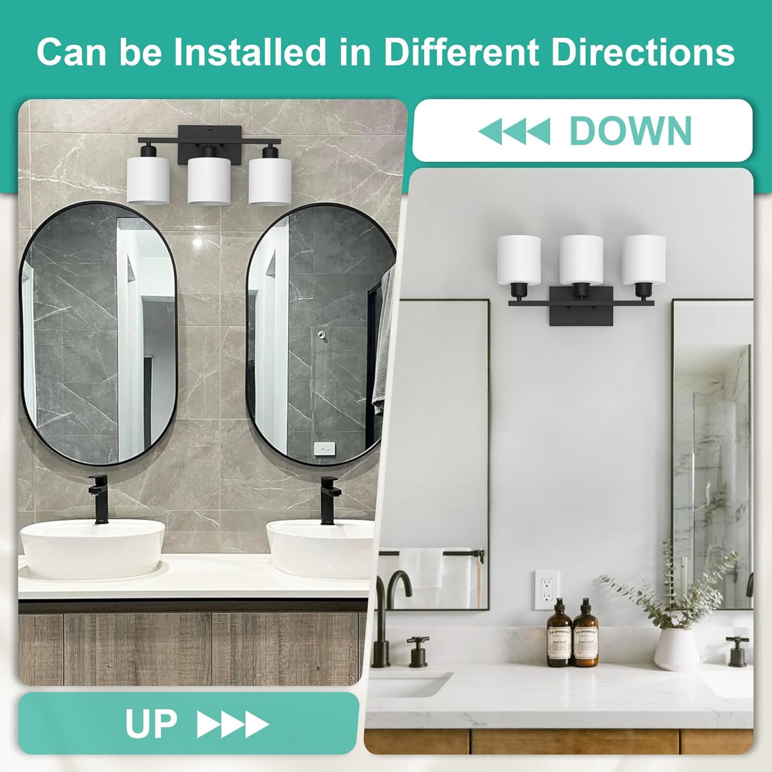 Black Bathroom Light Fixtures over Mirror, Rustproof Vanity Lights for Bathroom,