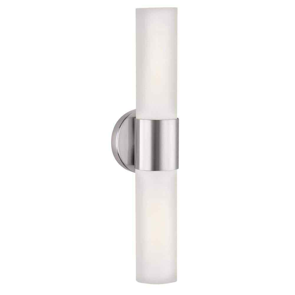 Access Lighting Aqueous 2 Light Brushed Steel Wall Fixture with Opal Glass Shade