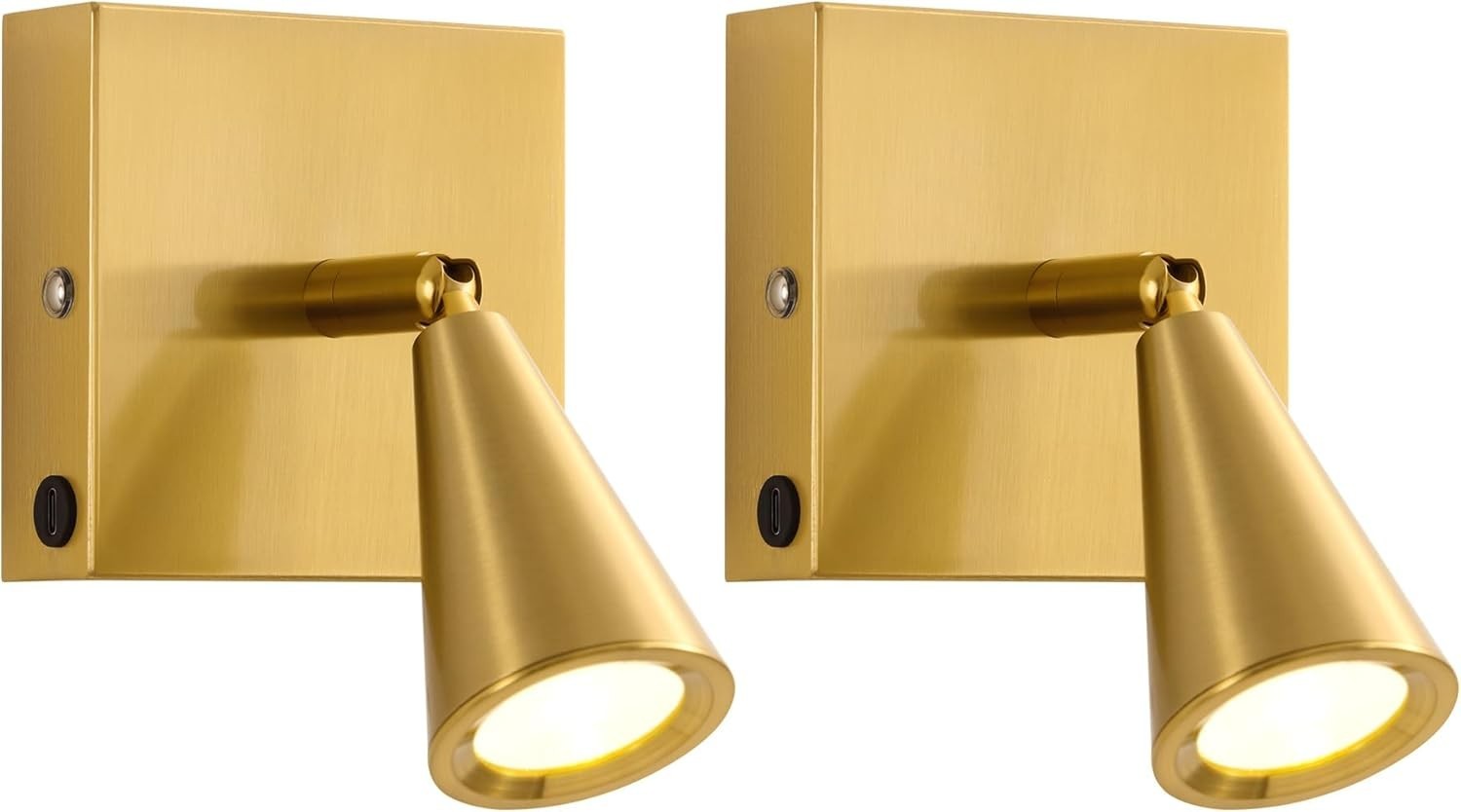 2 Surface Wall Mounted Reading Light Lamps Physical Knob Dimmer Switch