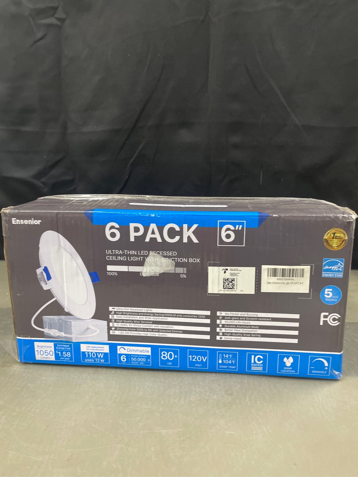 Ensenior 6 Pack 6 Inch LED Recessed Light, Dimmable, 5000K Daylight, 1200LM High