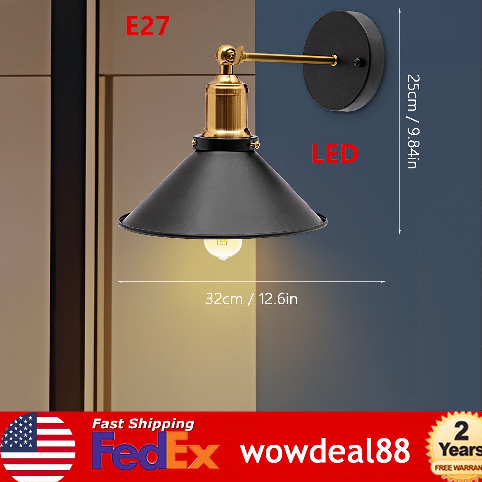 Vintage Wall Lamp Plug-In Industrial Wall Sconce Light Bedroom Lighting Fixture