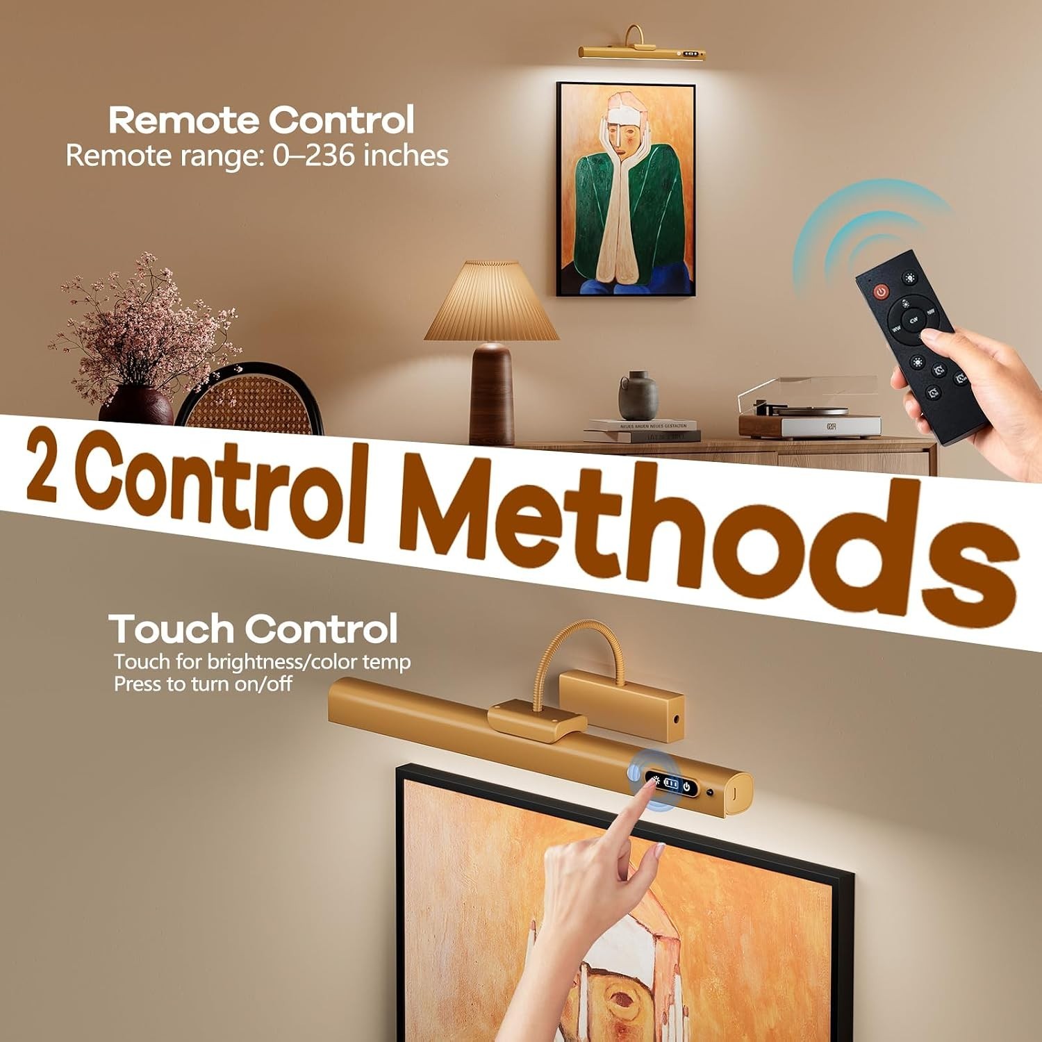 15.7» Picture Lights for Wall with Motion Sensor & 9000Mah Rechargeable Battery