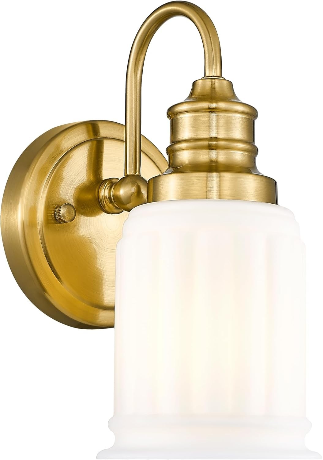 Brushed Gold Frosted White Bell-Shaped Glass Vintage Style Wall Sconce (1pc)