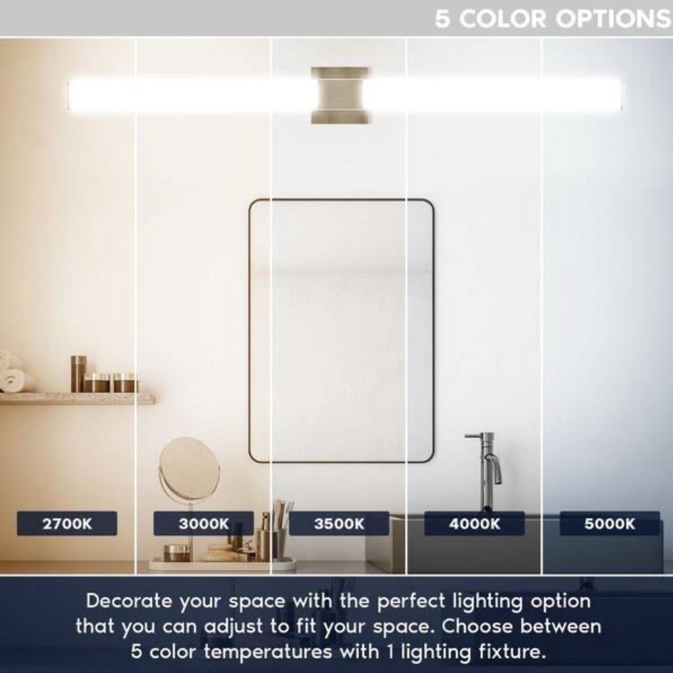 🥥 Luxrite 48 in. 1-Light Brushed Nickel Fixture 5CCT Vanity 38W🆕AS SHOWN👇