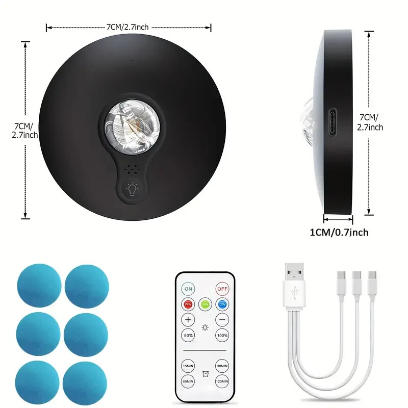 AIBOO LED Rechargeable Under Cabinet Light, 2cm Slim, Remote Control, Magnetic