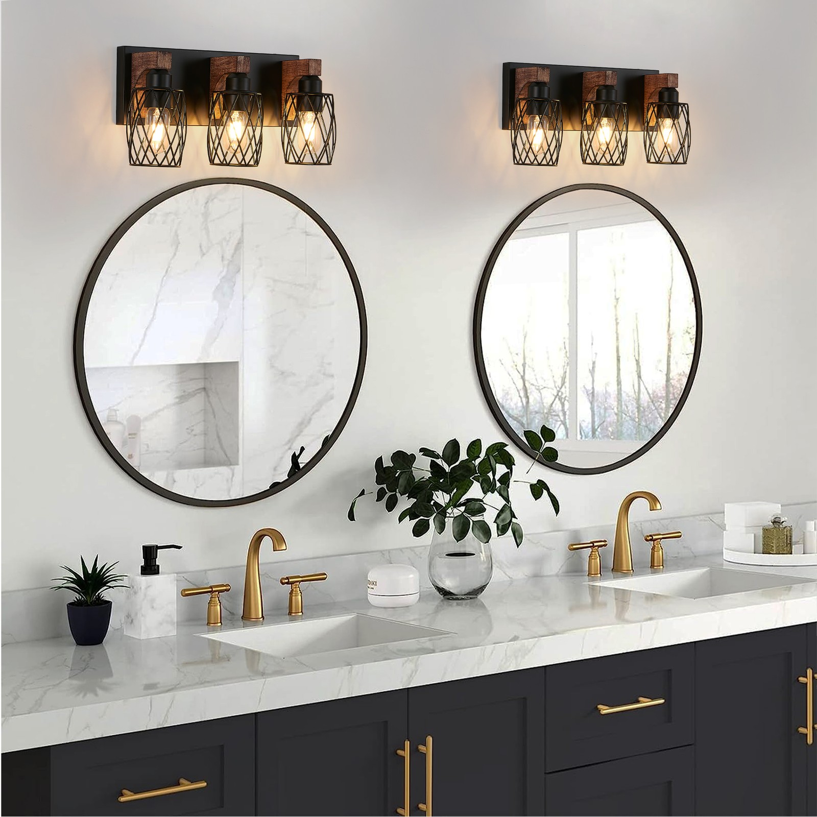 18″ Vanity Light 3 Lights Bathroom Mirror Sconce Retro Cage Wall Lamp Fixture UL
