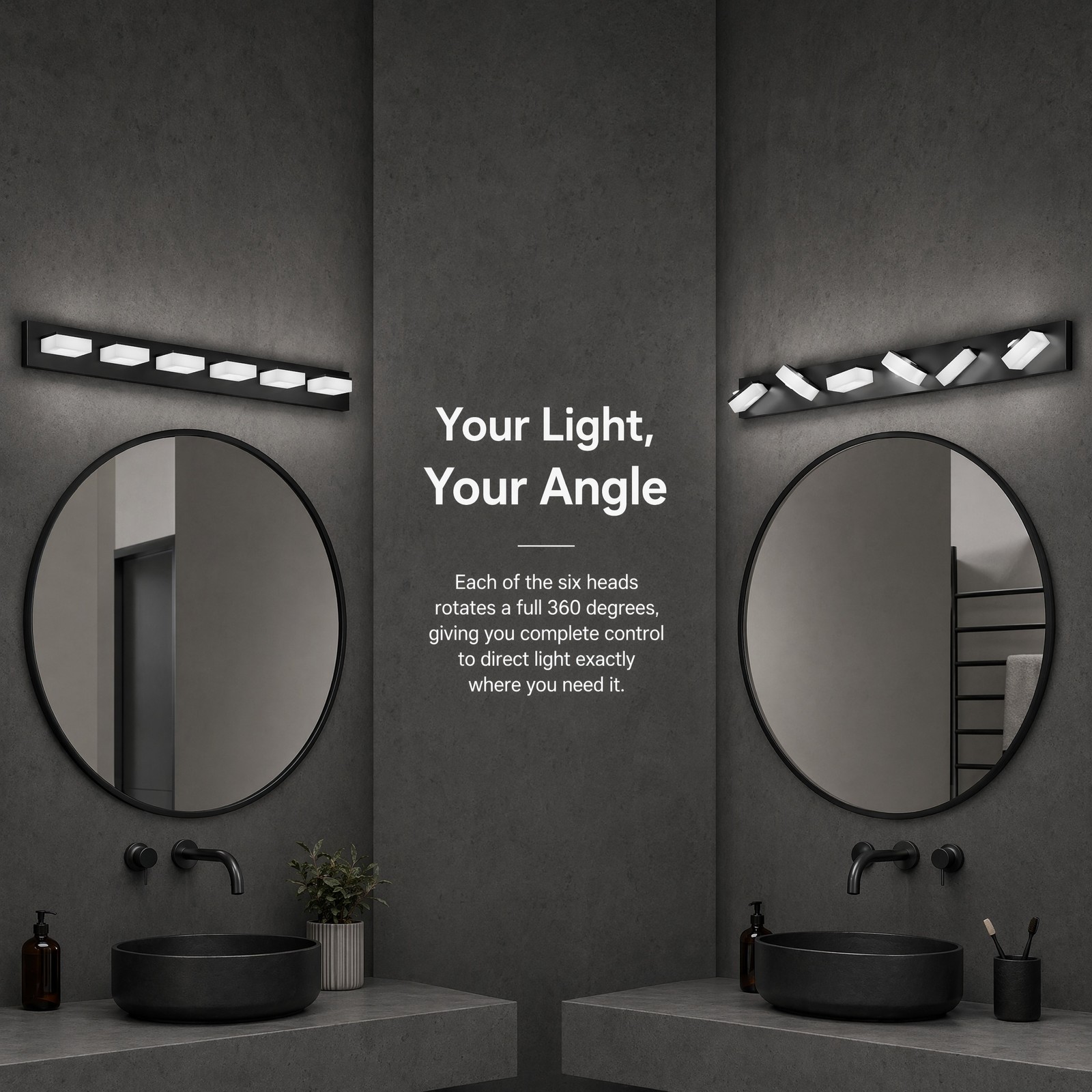 39» Vanity 6 Light LED Modern Bathroom Over Mirror Wall Sconce Black Fixture