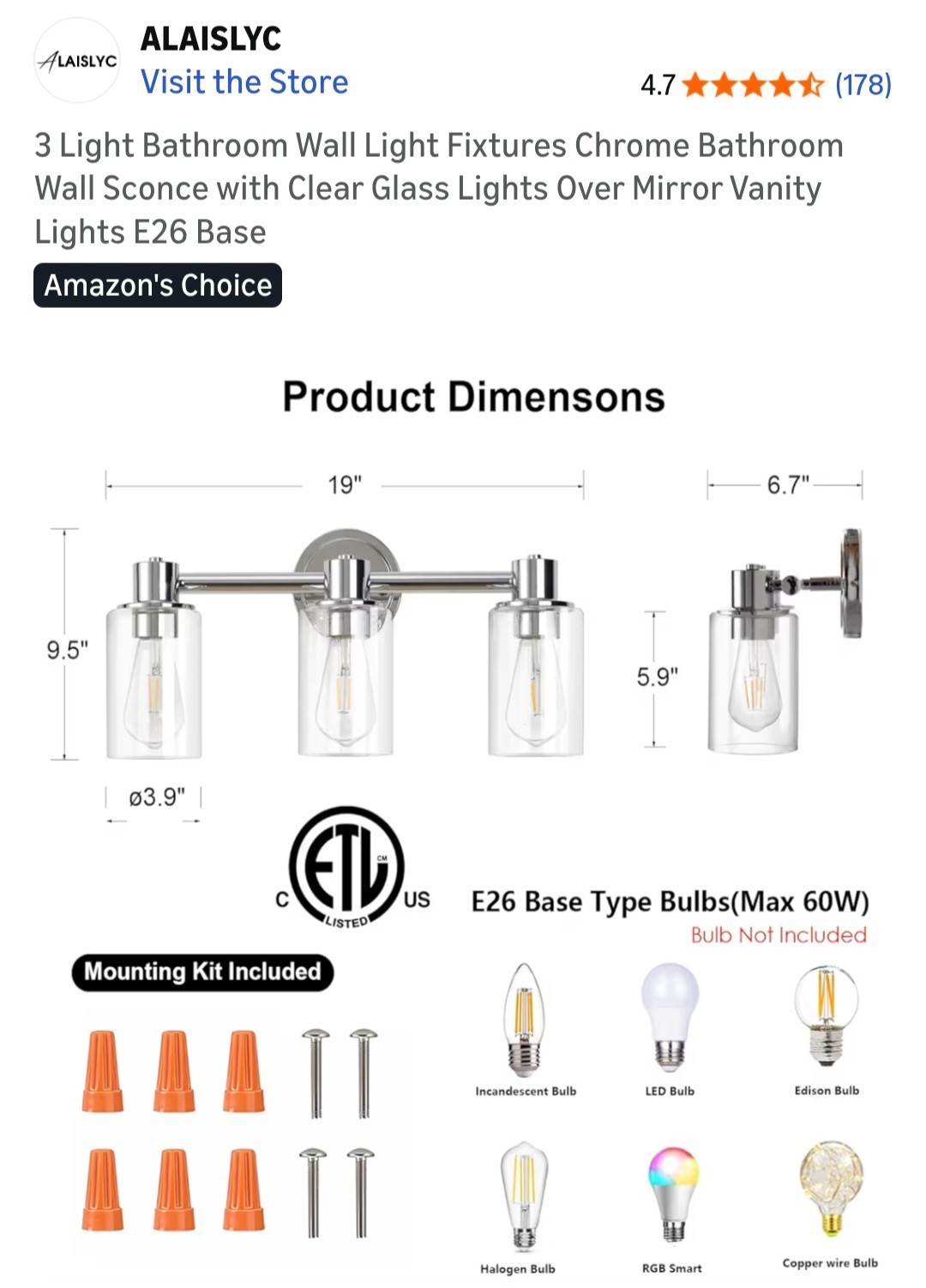 3 Light Bathroom Wall Light Fixtures Chrome Bathroom Wall Sconce with Clear…