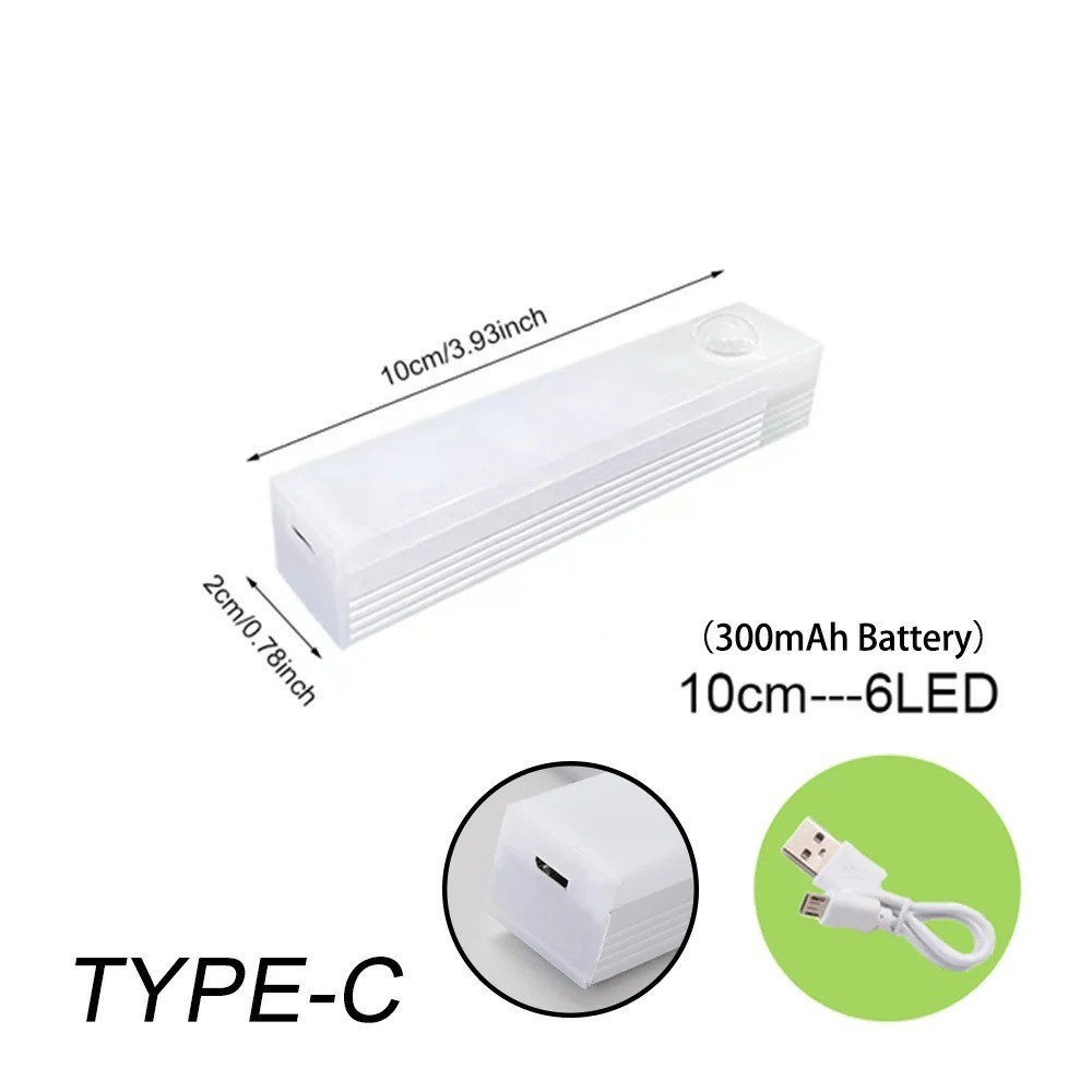 LED Motion Sensor Cabinet Closet Light Under Rechargeable Kitchen Strip Lamp