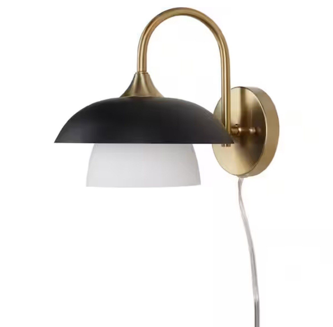 Alsy 9.5 in. 1-Light Black & Gold Wall Sconce with Metal and Frosted Glass Shade