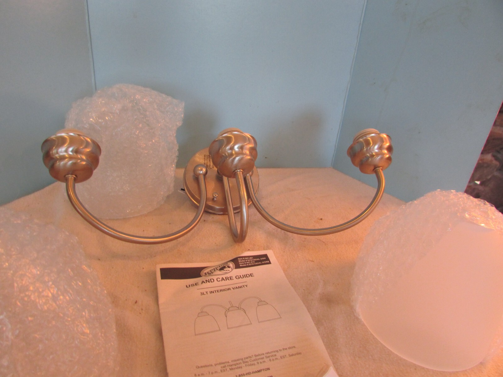 3 FROSTED GLOBE SILVER VANITY WALL SCONCE LIGHT