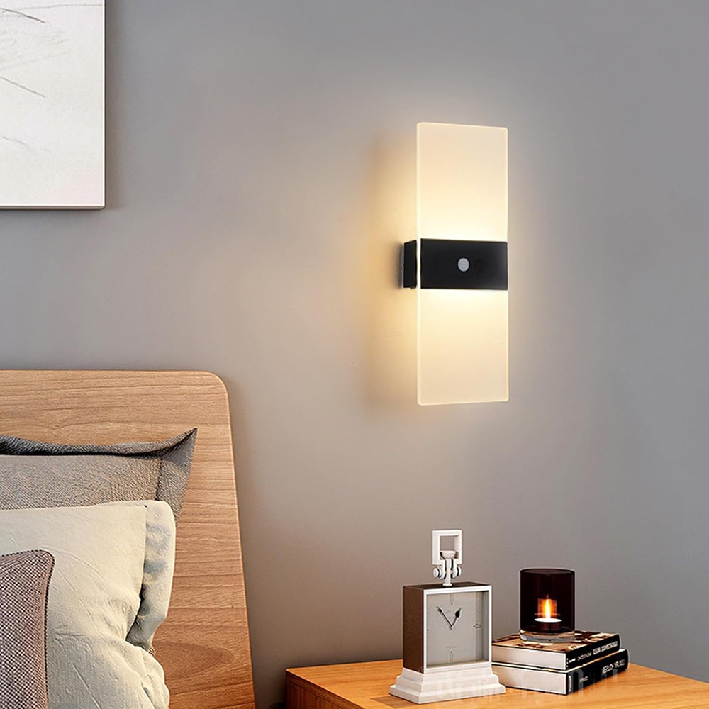 4PCS Motion Sensor Wall Sconces, Battery Operated Wall Sconce Rechargeable Light