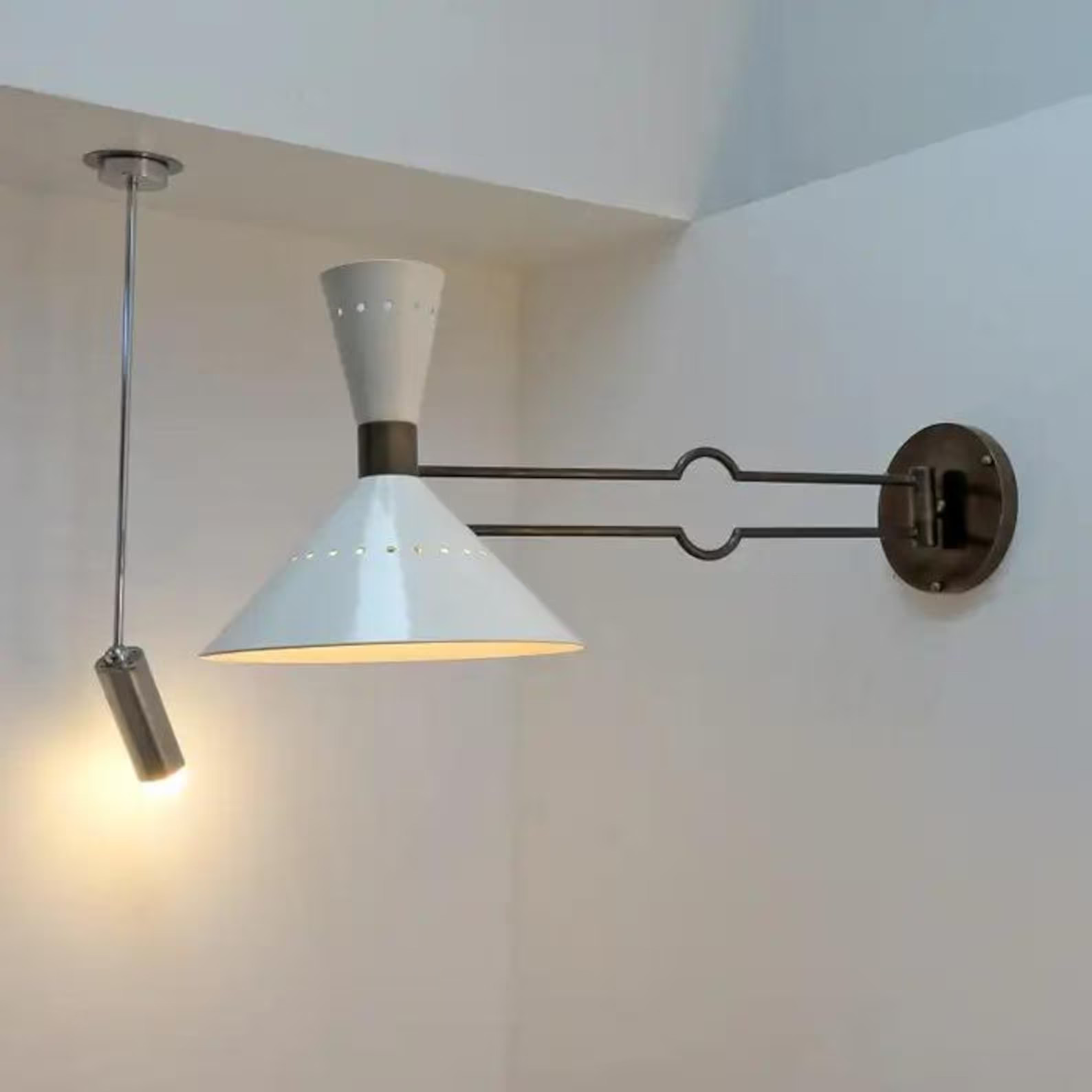 Adjustable Large Articulate Italian Swing Arm Wall Light by L D
