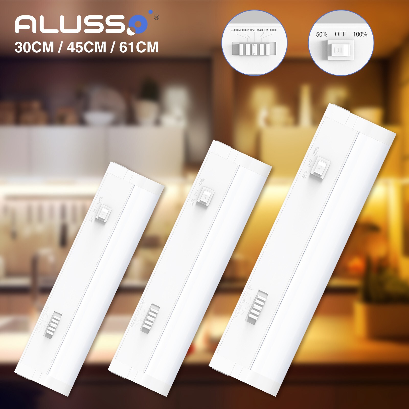 1 -4x LED Under Cabinet Light 12-24 Inch 5CCT Dimmable Plug in Closet Linkable