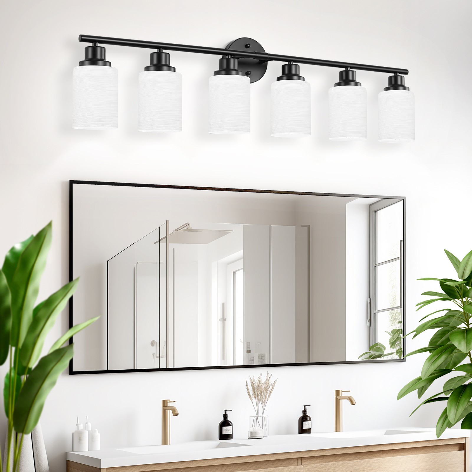 39″ 6 Lights Vanity Light LED Wall Lamp Modern Black Bathroom Mirror Fixture UL