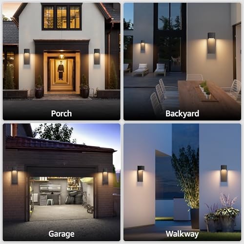 2 Pack 13″ Modern Outdoor Led Wall Light,16W 3000K 1200Lumen Porch & Patio