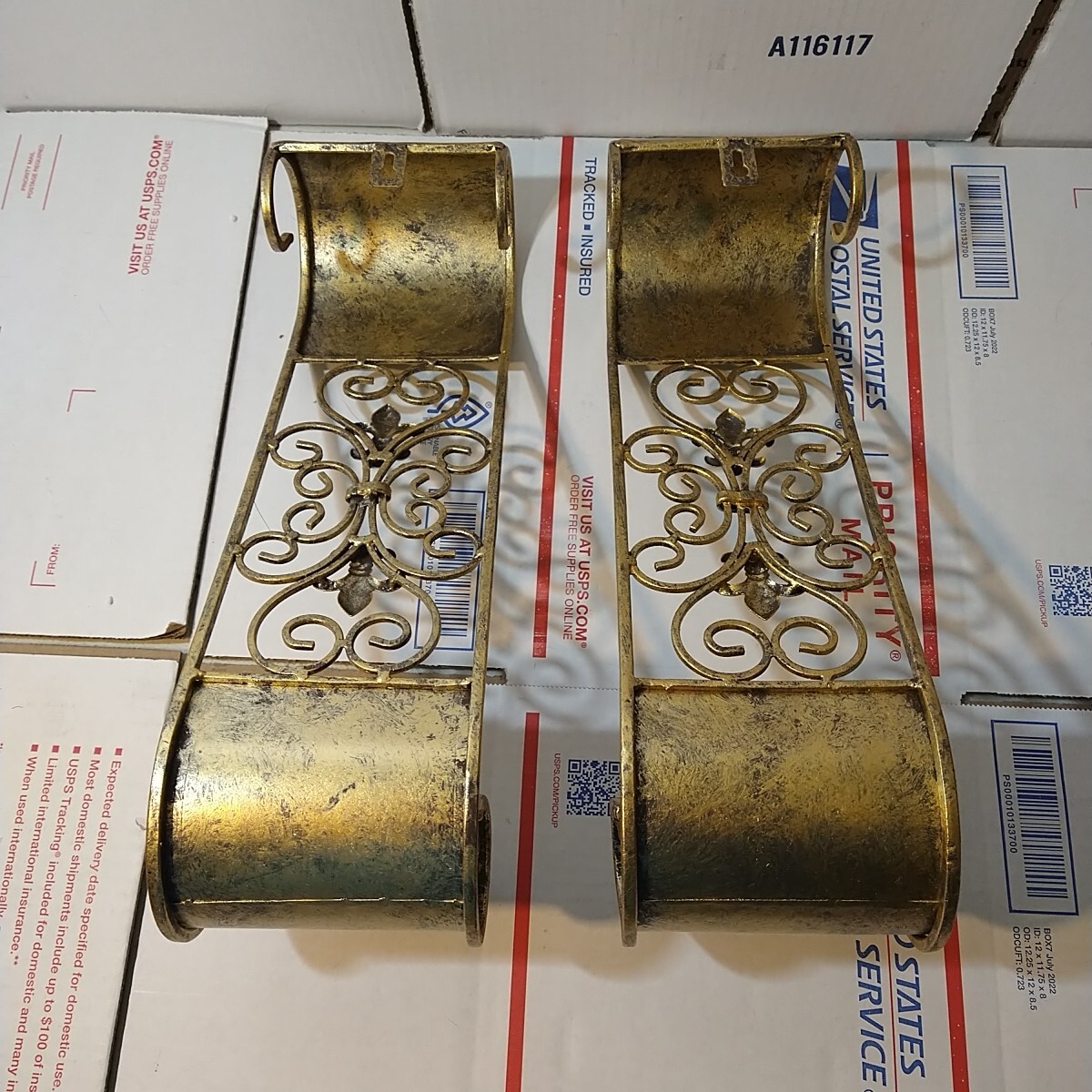 Wall Sconce Candle Holder Set of 2 Wall-Mount Candle Holder Antique Gold Style