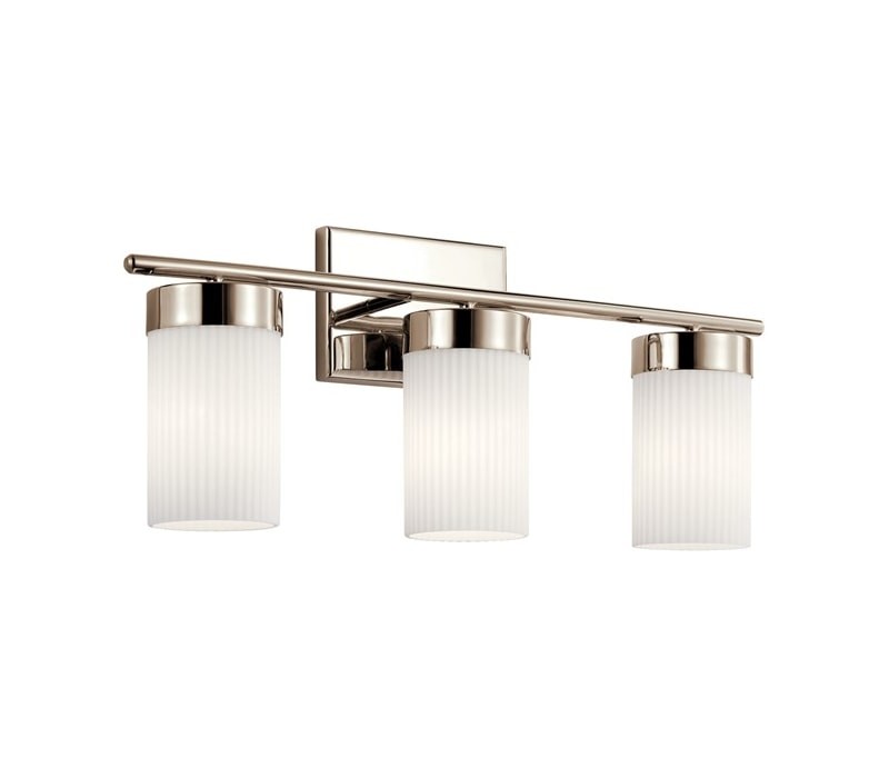 Kichler 55112PN Ciona Vanity, 3-Light 300 Total Watts, Polished Nickel