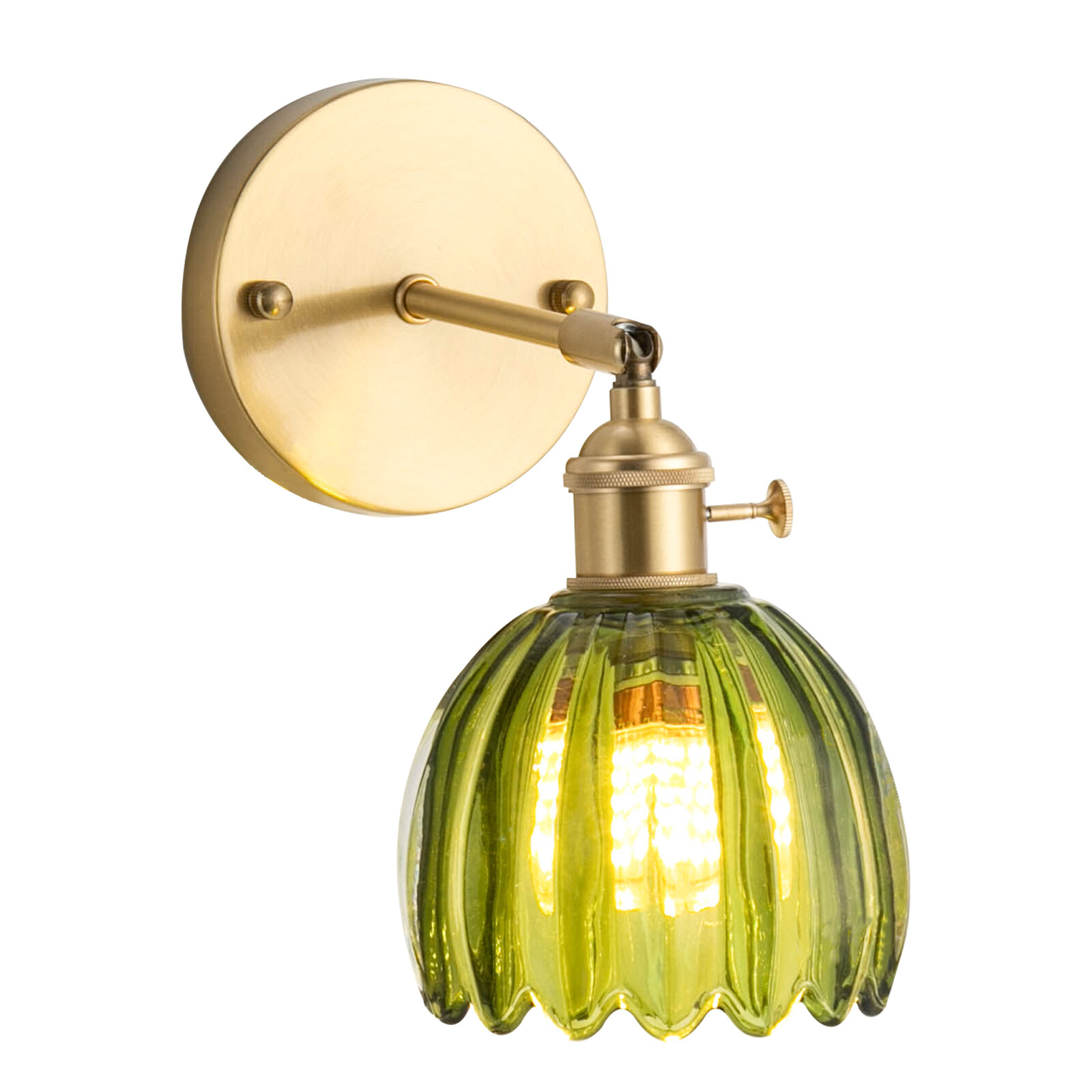 Nordic Green Metal Bedroom Wall Lamp Flower Glass Shape Wall Sconce Light USA