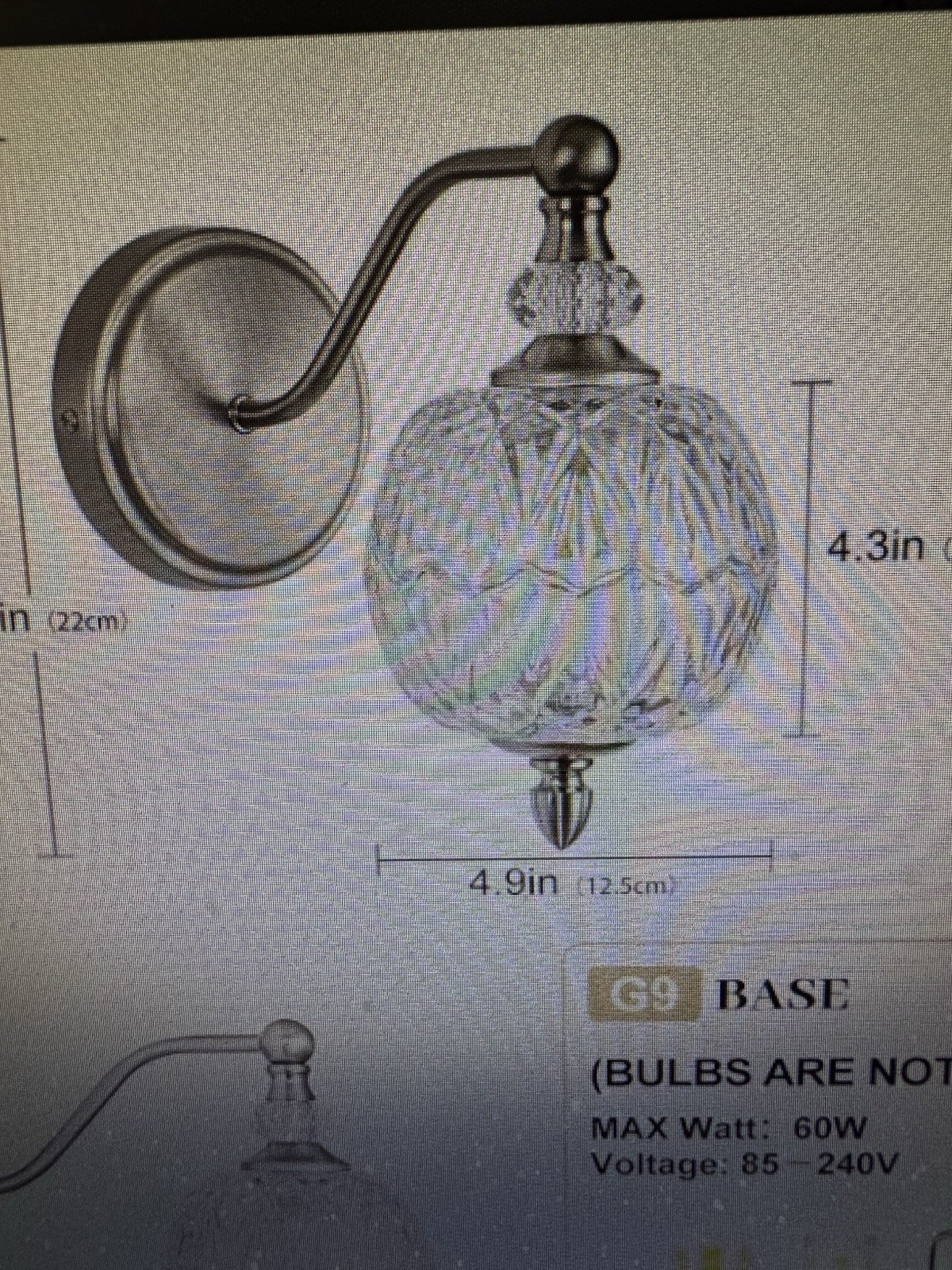 Vintage Brush Nickel Sconce with Crystal Shade for Bathroom & Living Room Locub