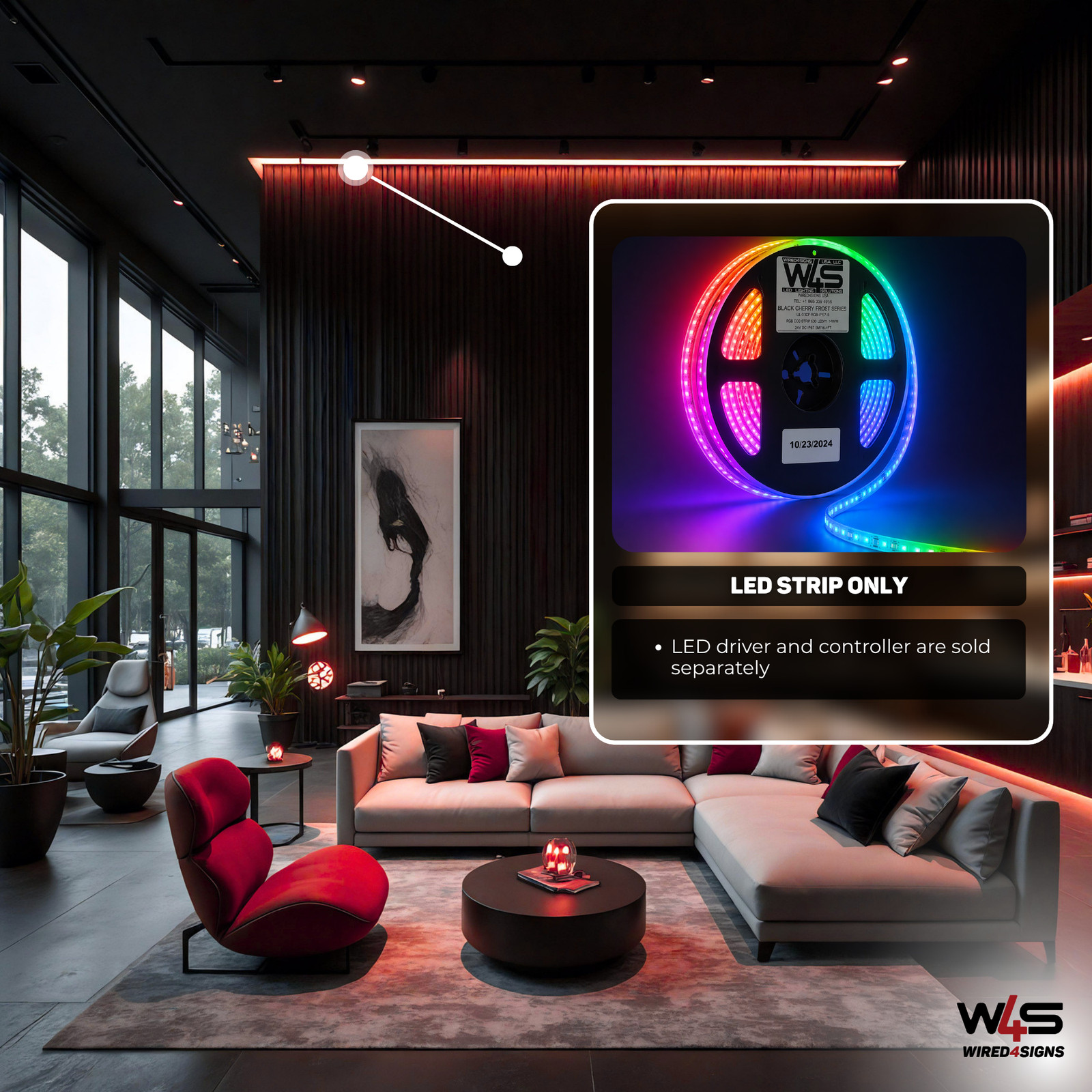 Wired4Signs Black Cherry Frost Series RGB COB LED Strip 24V IP20 Indoor