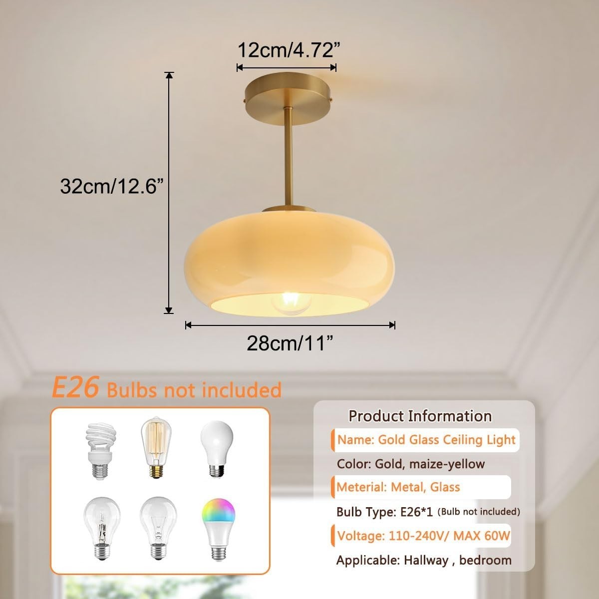 Milk Ceiling Light mid Century Modern Ceiling Light fixtures with Milk Yellow