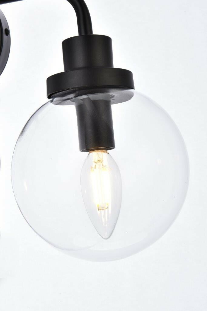 Wall Sconce 3 Light Fixture Glass Shades Dining Room Bedroom Bathroom Black 27″