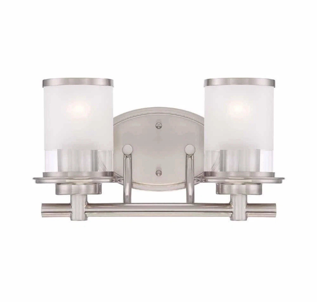 Hampton Bay Truitt 14.2 in. 2-Light Brushed Nickel Modern Vanity Light
