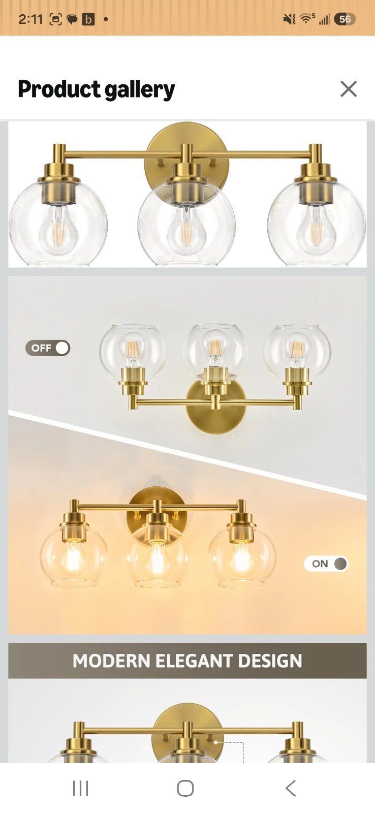 VONLUCE Bathroom Light Fixtures, 3-Light Bathroom Vanity Light with Globe Glass