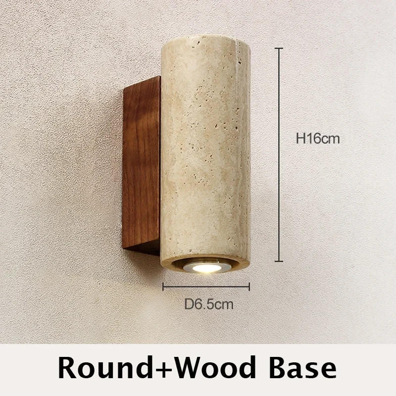Marble Wall Lamp Yellow Wabi Sabi Travertine Wall Sconce LED Wall Light Bedroom