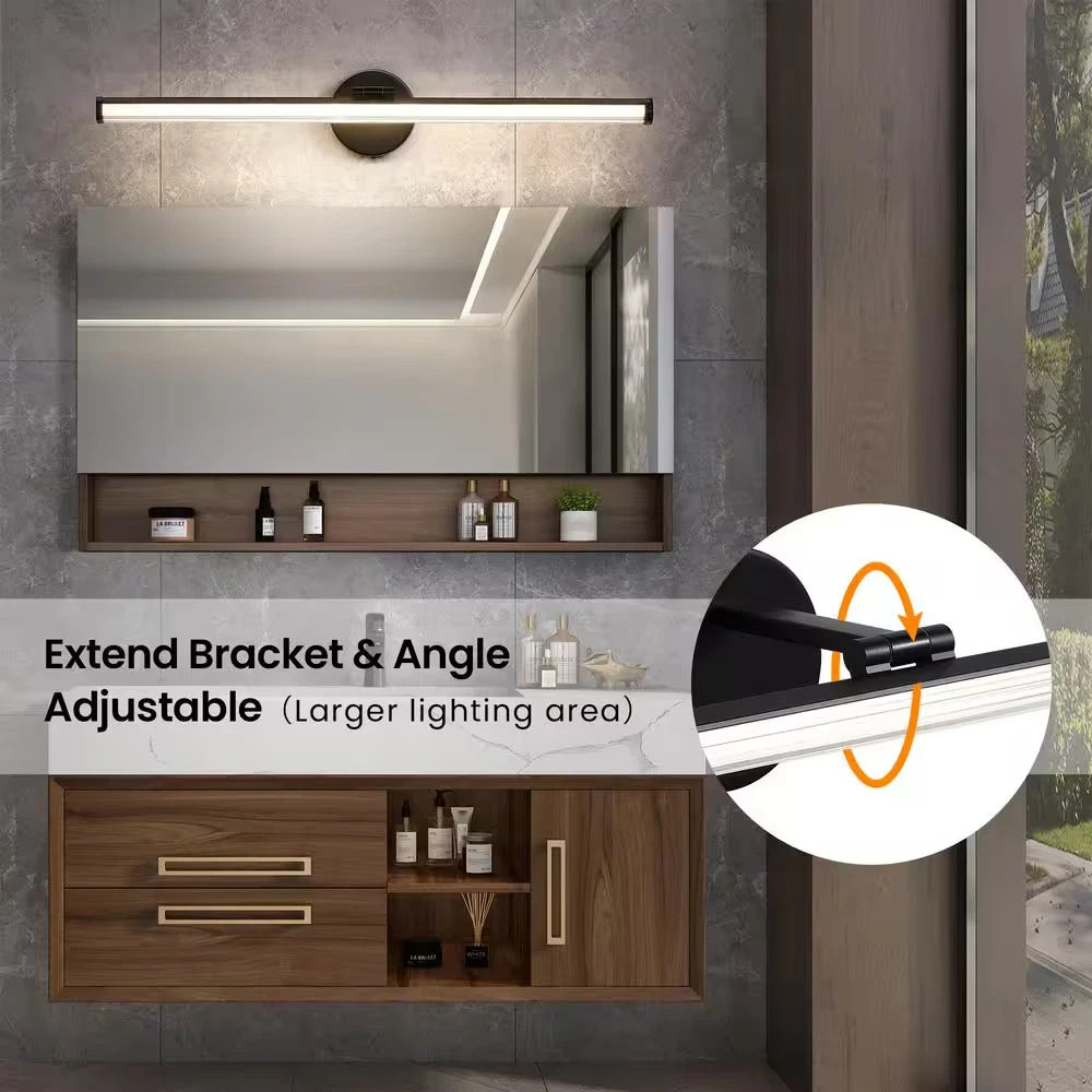 30 in. 1-Light Matte Black LED Vanity Light Bar 24-Watt Rotatable Bathroom Light