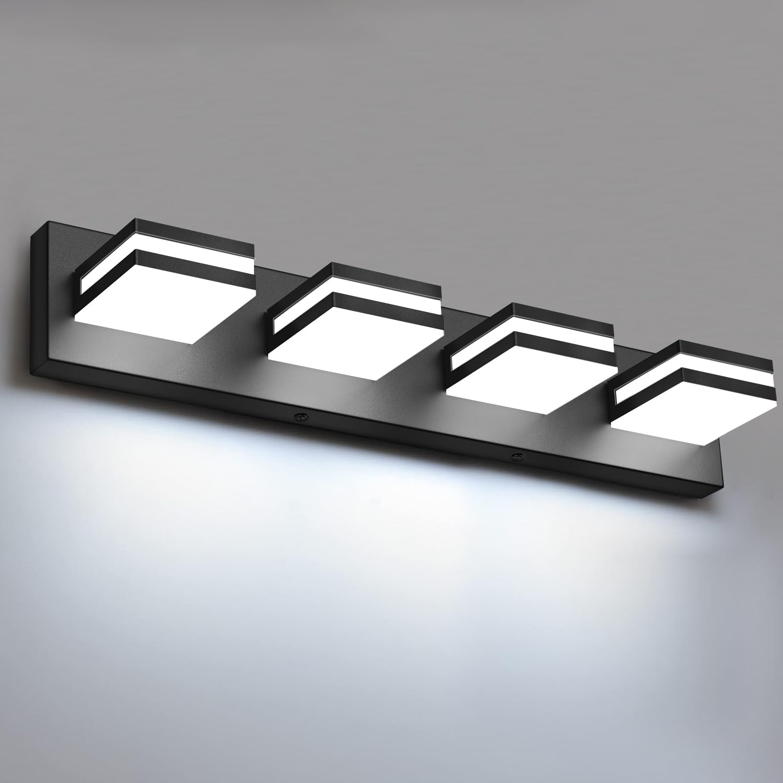 LED Modern Bathroom Lights Fixtures(4-Light,Dimmable,360°Rotate),Matte Black …
