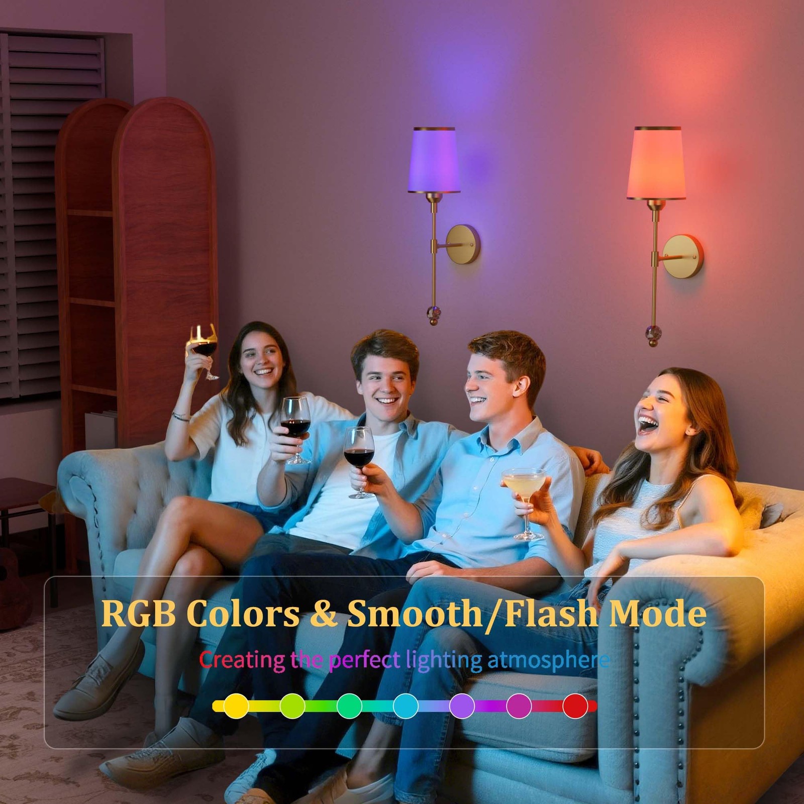 Gold Wall Sconces Set of Two, Wireless Battery Operated Wall Sconces with 500…