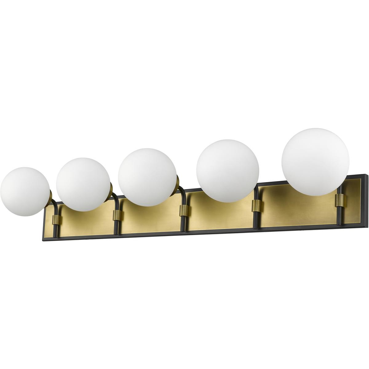 Z-Lite 477-5V-MB-OBR Parsons Bathroom Vanity Light Matte Black and Olde Brass