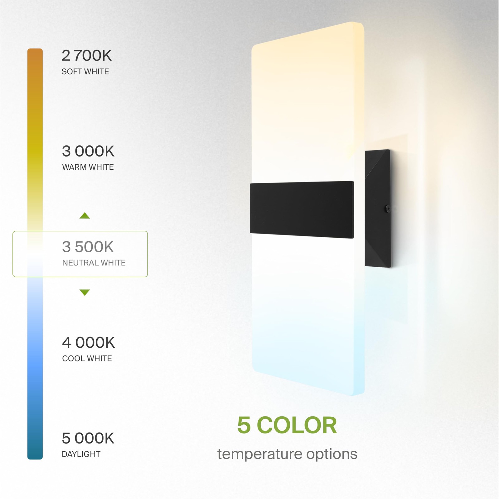 14 Inch Indoor Wall Sconce – 24W 2700K-5000K Dimmable Black Wall Sconce Light…