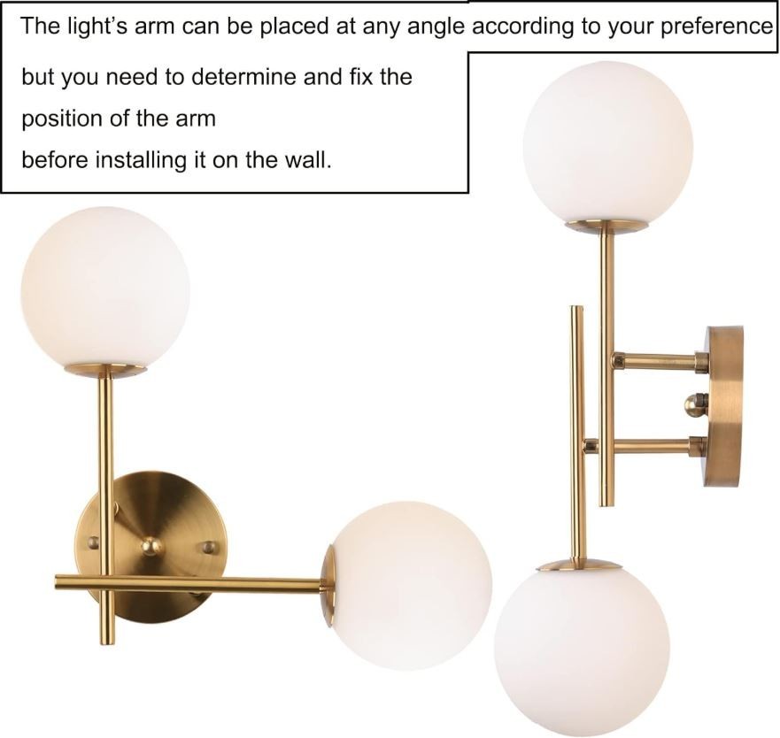 2 Light Gold Globe Wall Sconce for Bathroom Vanity Light G9 Base