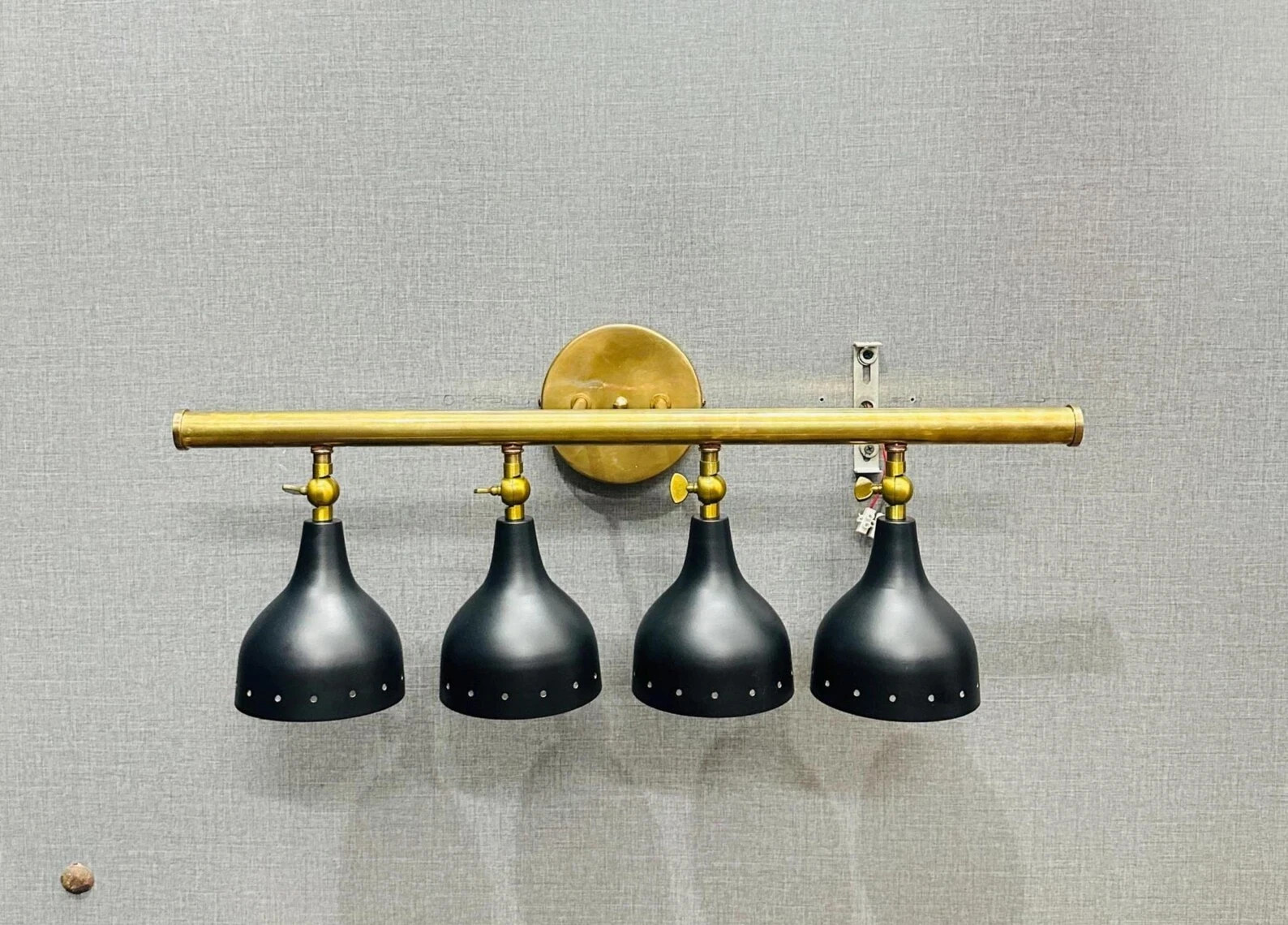 4-Light Industrial Brass Wall Sconce Modern Italian Bathroom, Vanity Light