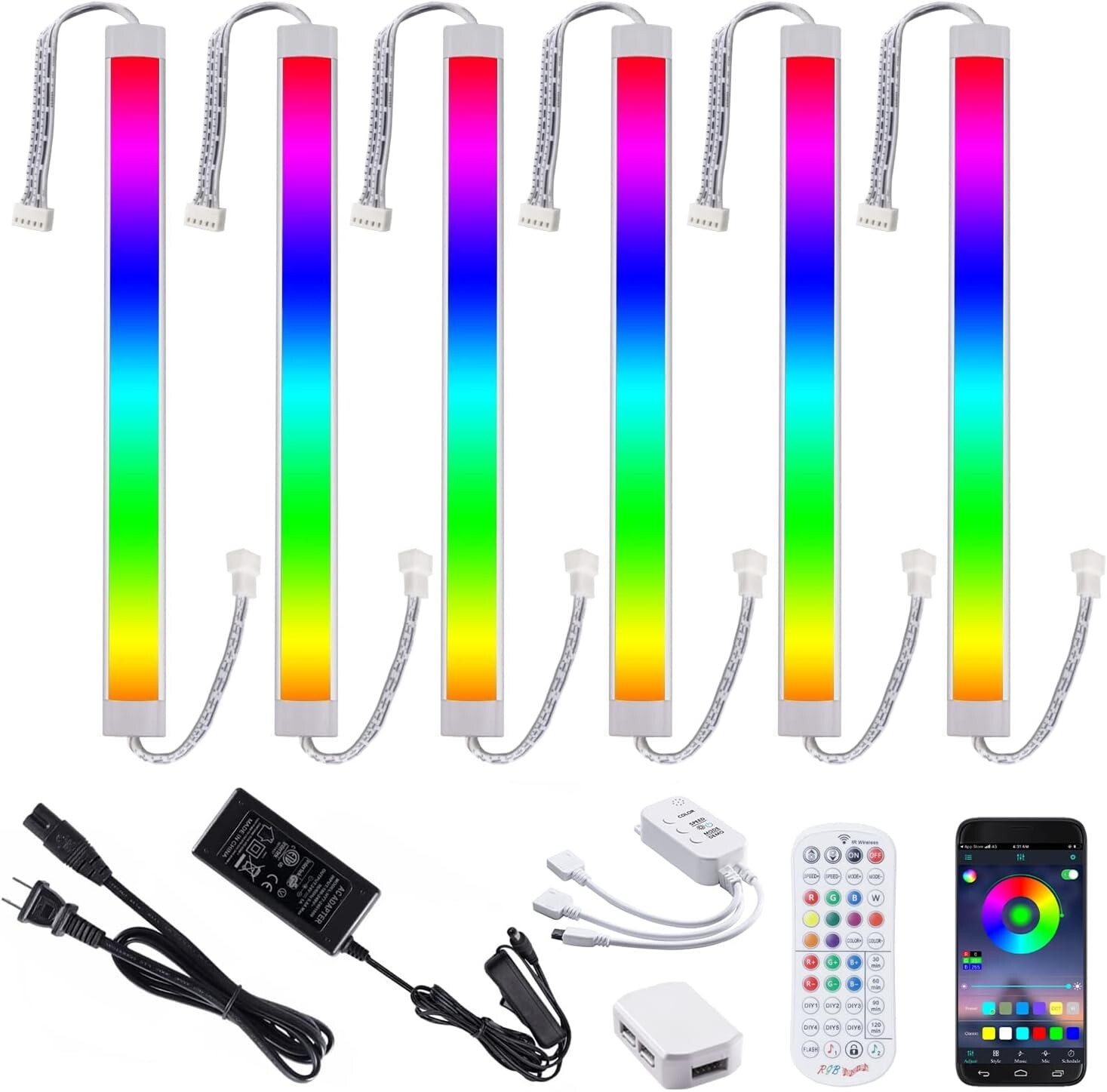 RGB Under Cabinet Lights,Plug in or Hardwired Linkable RGB LED Closet Light