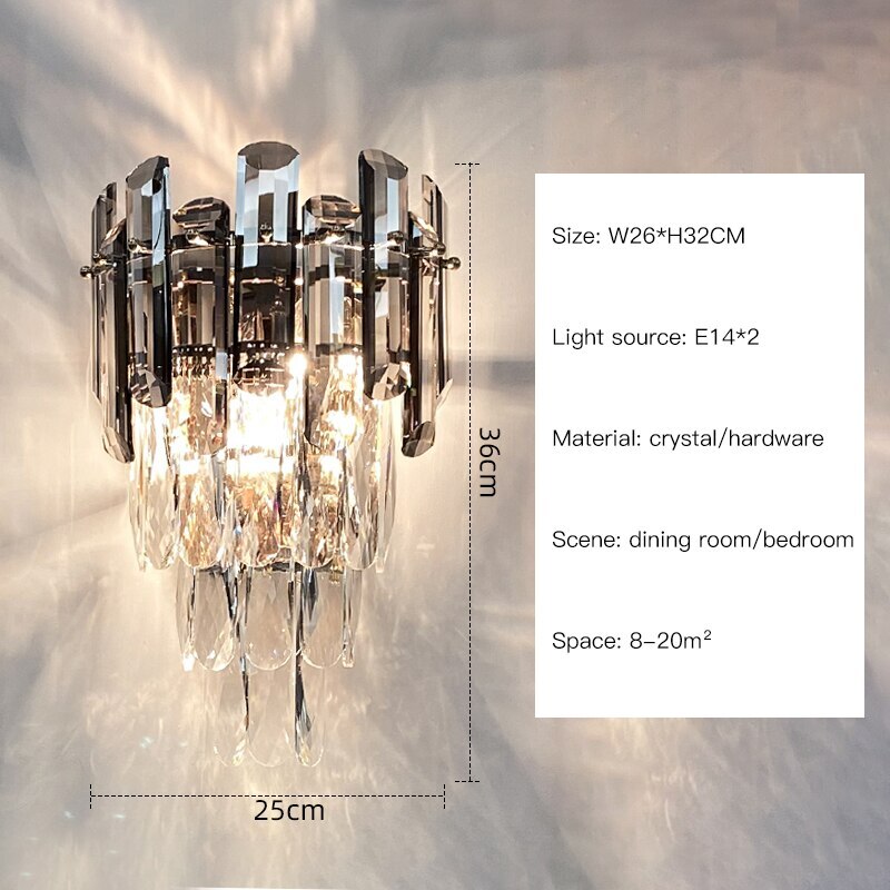 Modern Wall Sconce Lighting Fixture Crystal Wall Lamp Living Room Hallway Decor