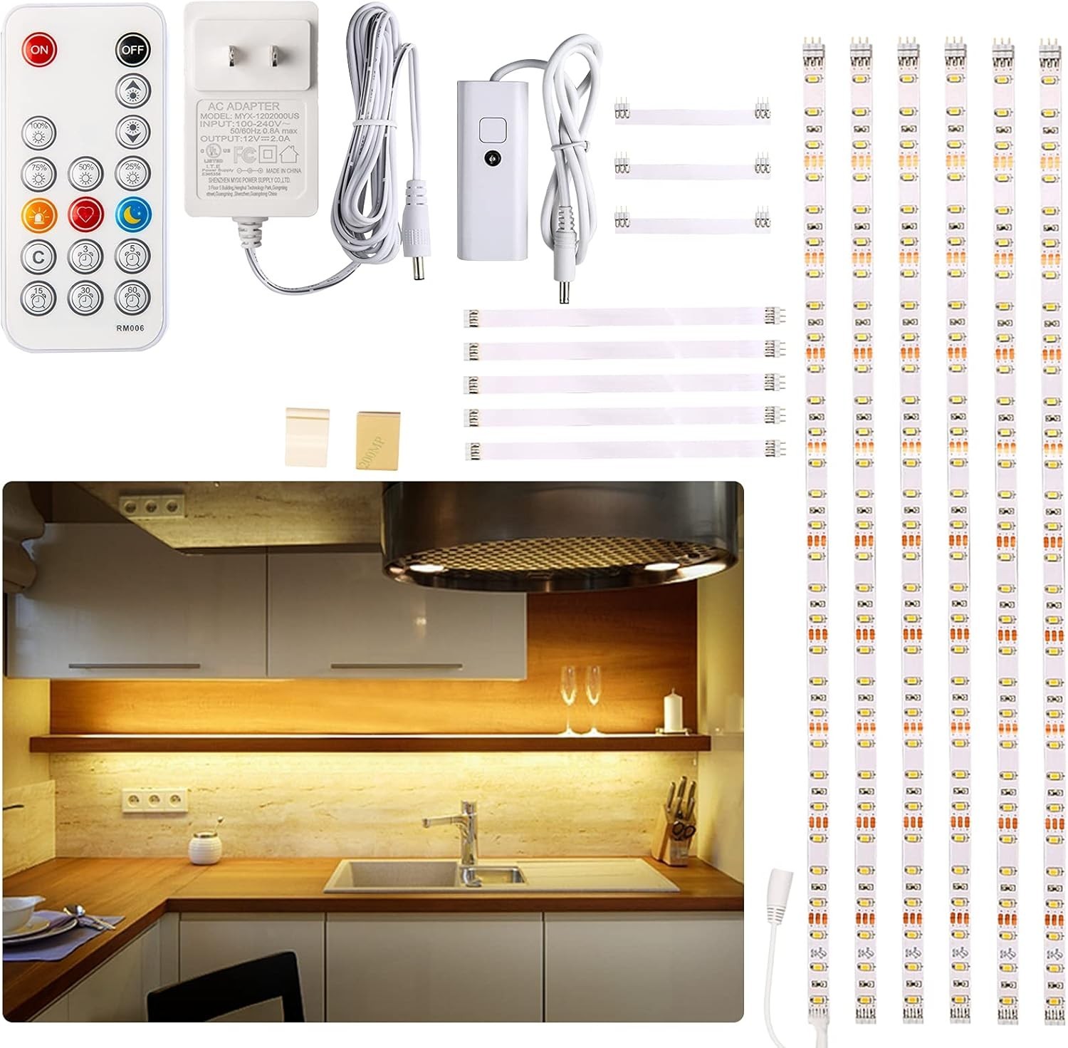 Energy Efficient LED Under Cabinet Lights with Adjustable Brightness and Timer