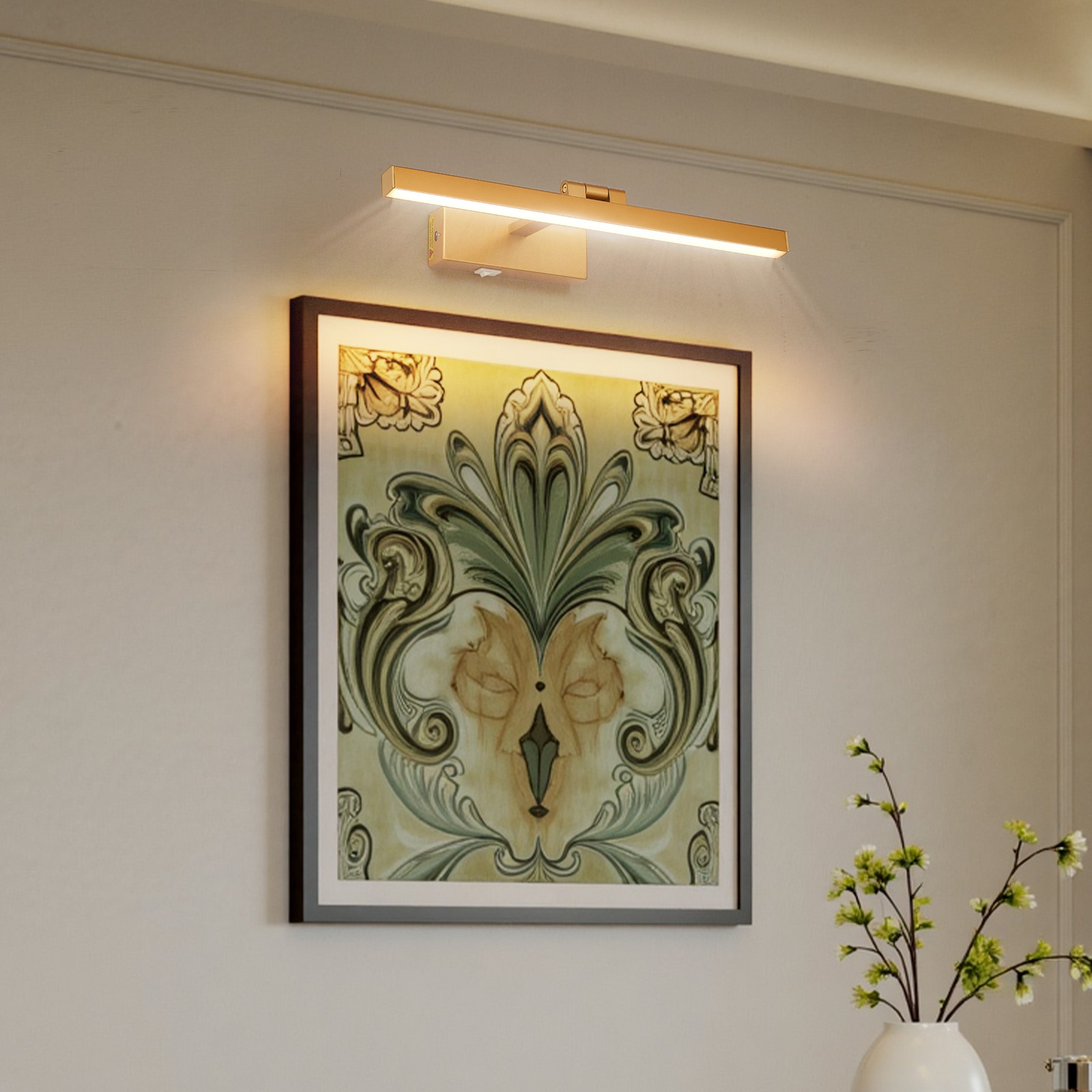 16″ Battery Operated LED Picture Light 3CCT Wall Lamp 5000ma with Remote Fixture