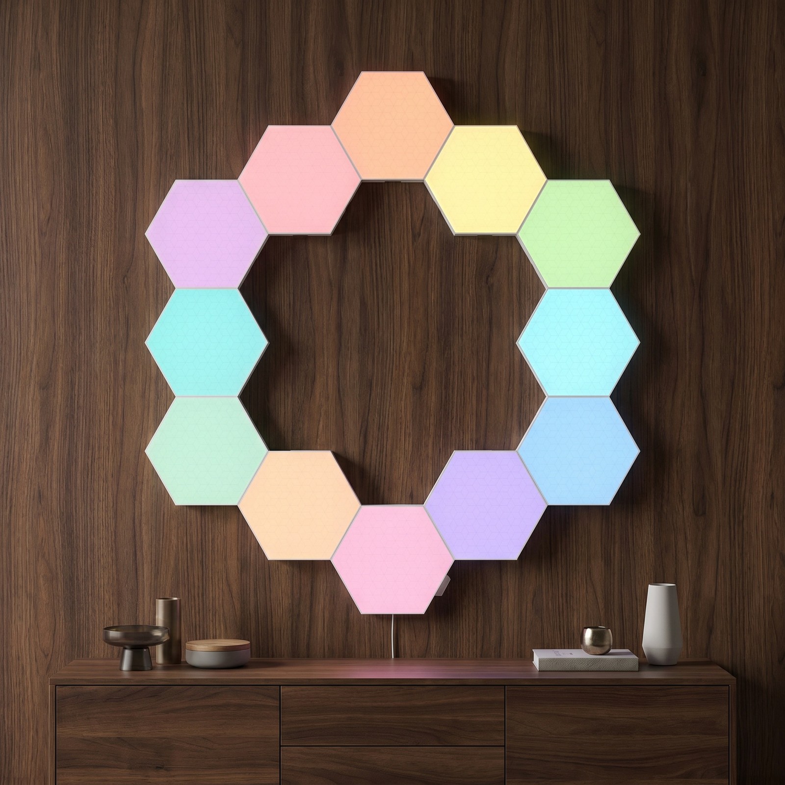 10 Pack Hexagon LED RGB Light Panels Wall Decor Modular Music Sync App & Remote